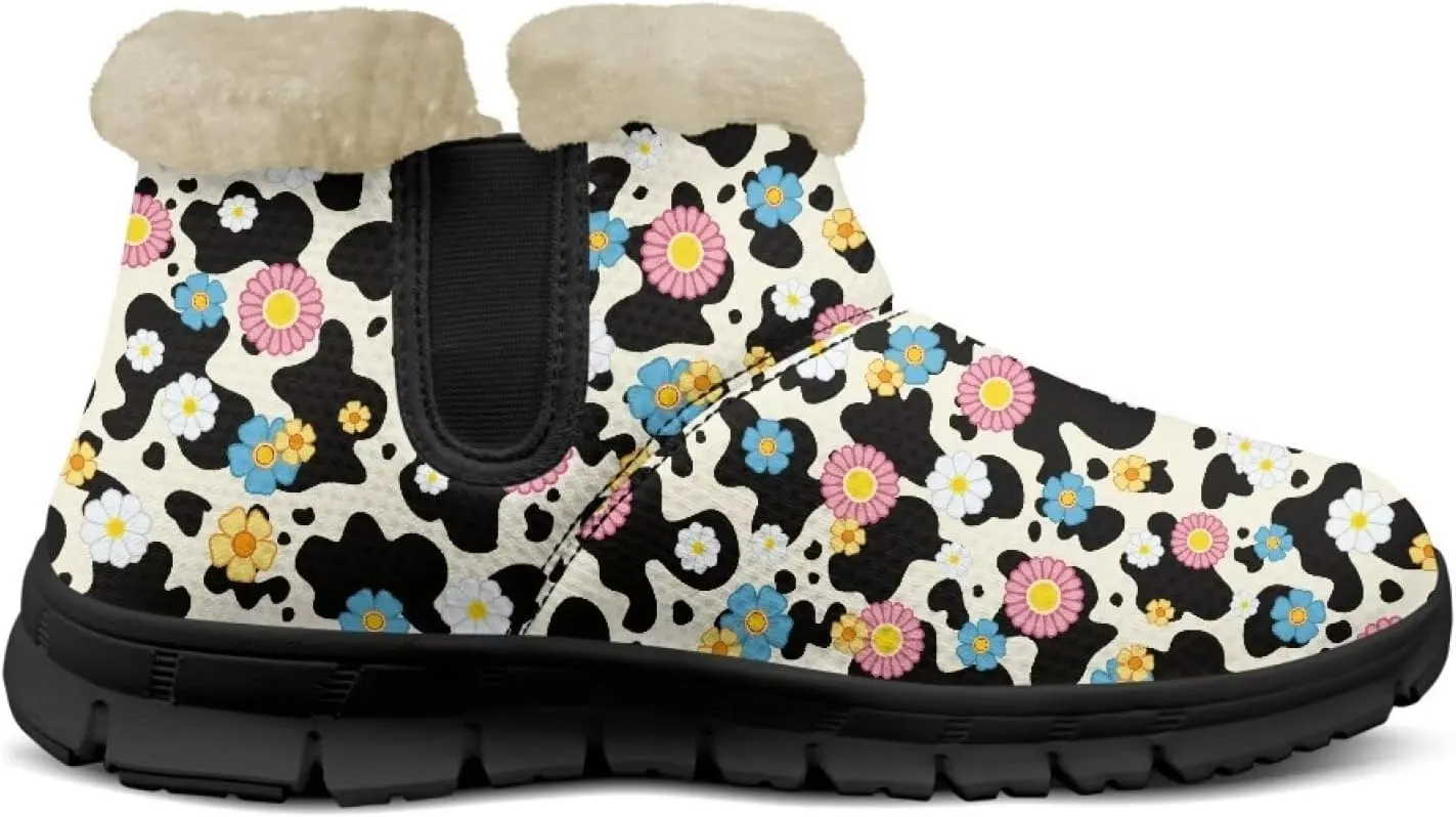 Womens Fuzzy Boots Winter Comfy Plush Warm Fur Lined Lining Snow Boot Waterproof Comfortable Slip On Outdoor Walking Hiking Booties