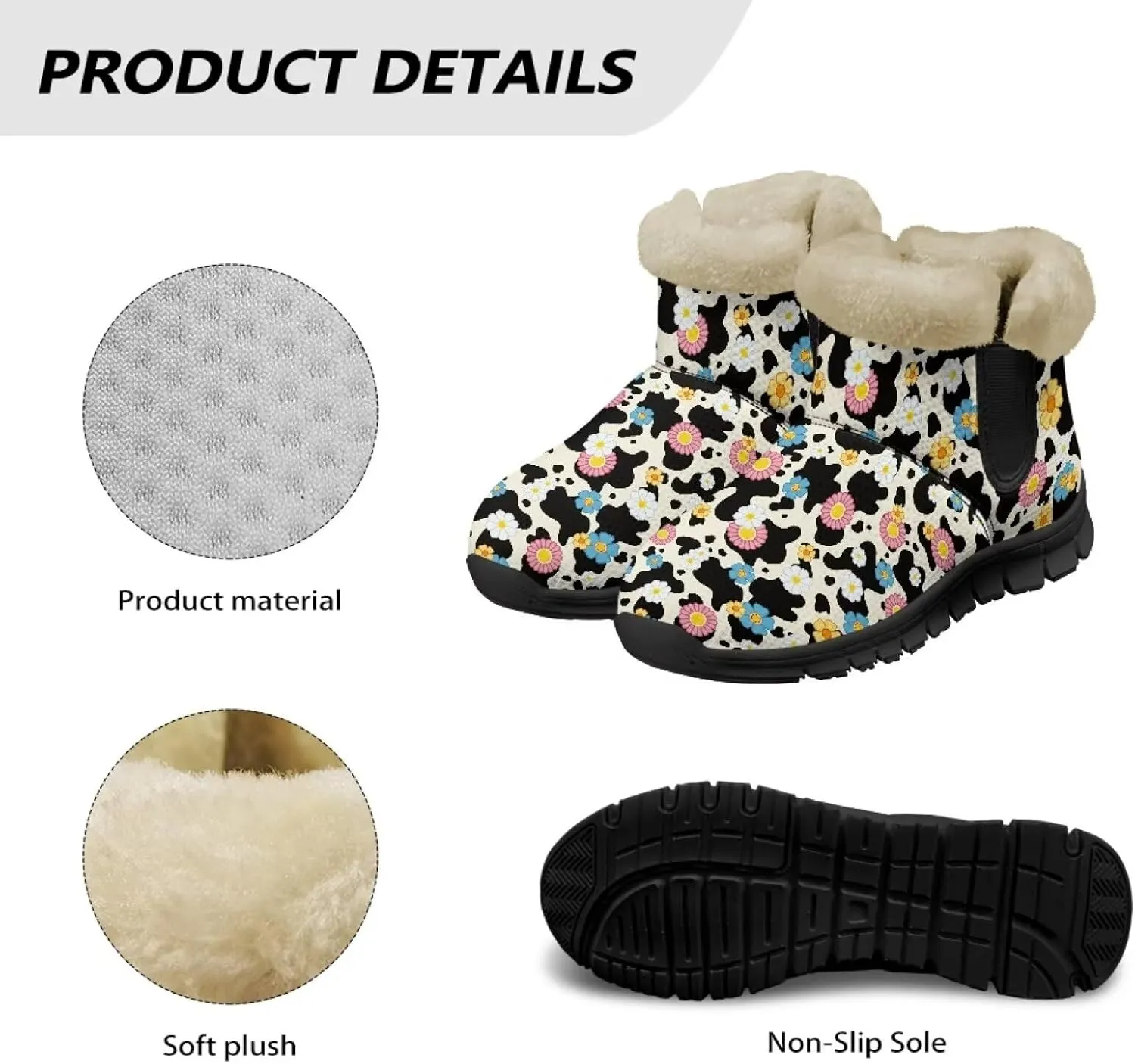 Womens Fuzzy Boots Winter Comfy Plush Warm Fur Lined Lining Snow Boot Waterproof Comfortable Slip On Outdoor Walking Hiking Booties