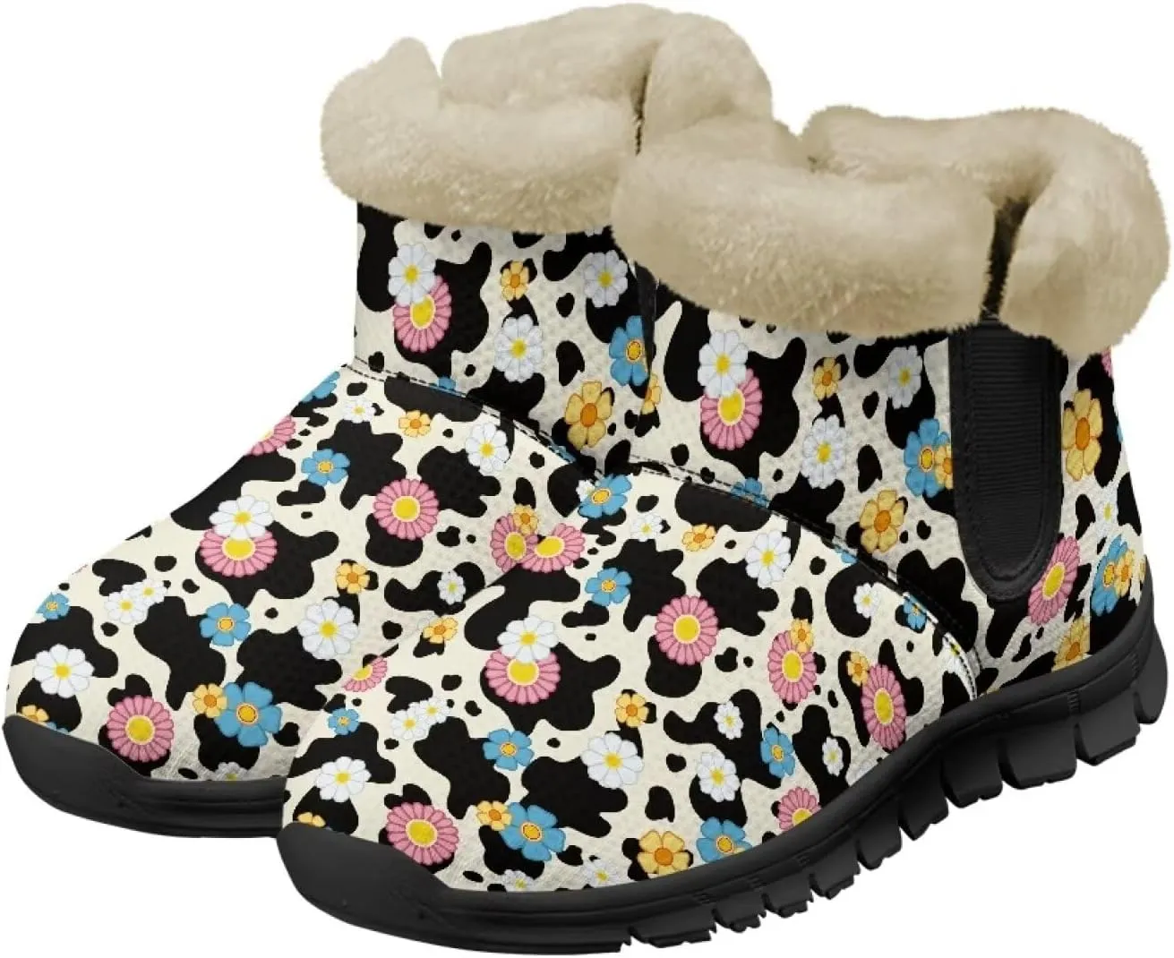 Womens Fuzzy Boots Winter Comfy Plush Warm Fur Lined Lining Snow Boot Waterproof Comfortable Slip On Outdoor Walking Hiking Booties
