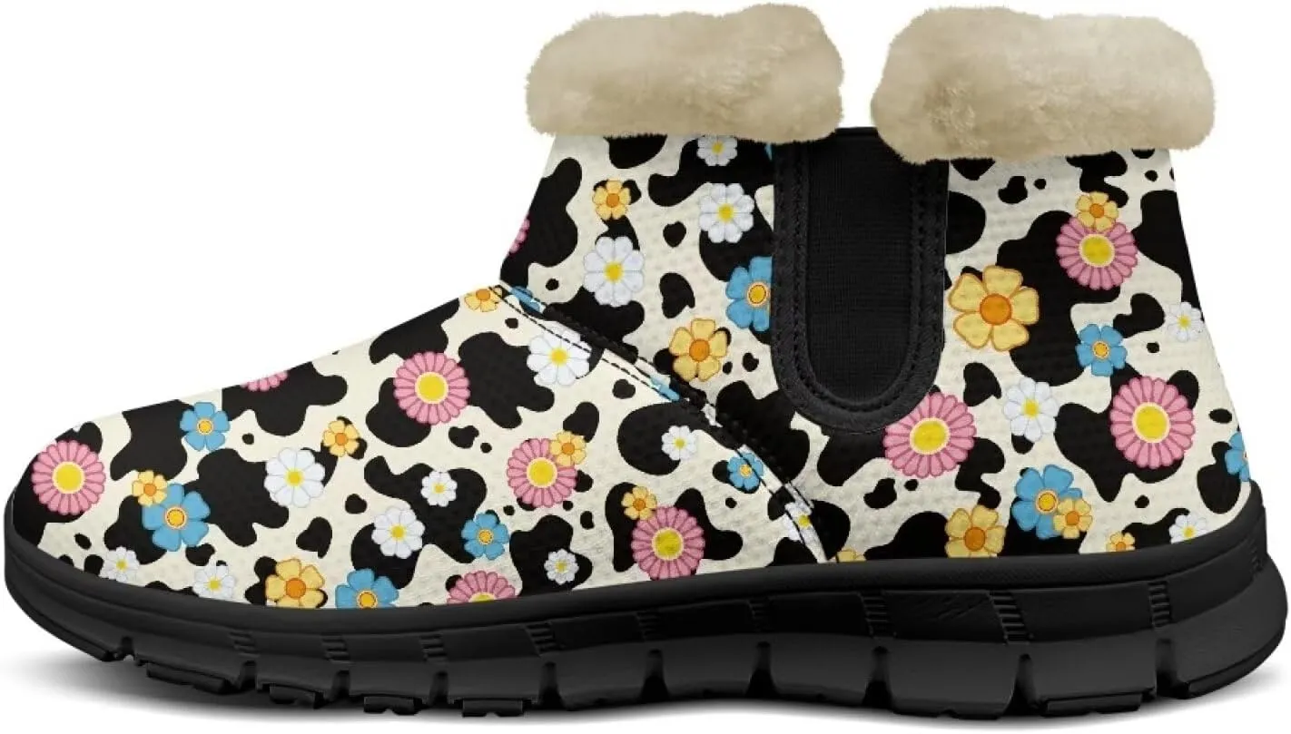 Womens Fuzzy Boots Winter Comfy Plush Warm Fur Lined Lining Snow Boot Waterproof Comfortable Slip On Outdoor Walking Hiking Booties