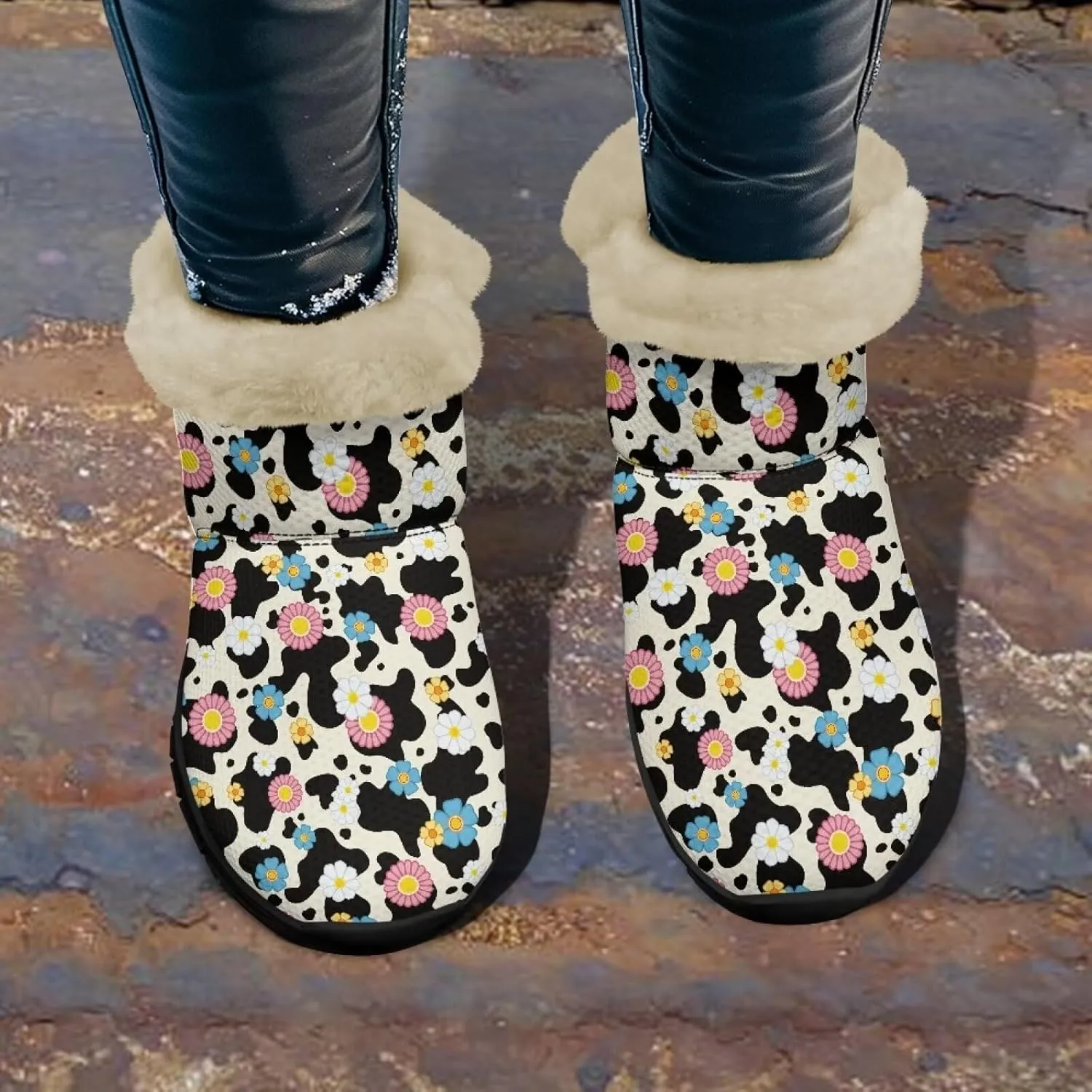 Womens Fuzzy Boots Winter Comfy Plush Warm Fur Lined Lining Snow Boot Waterproof Comfortable Slip On Outdoor Walking Hiking Booties