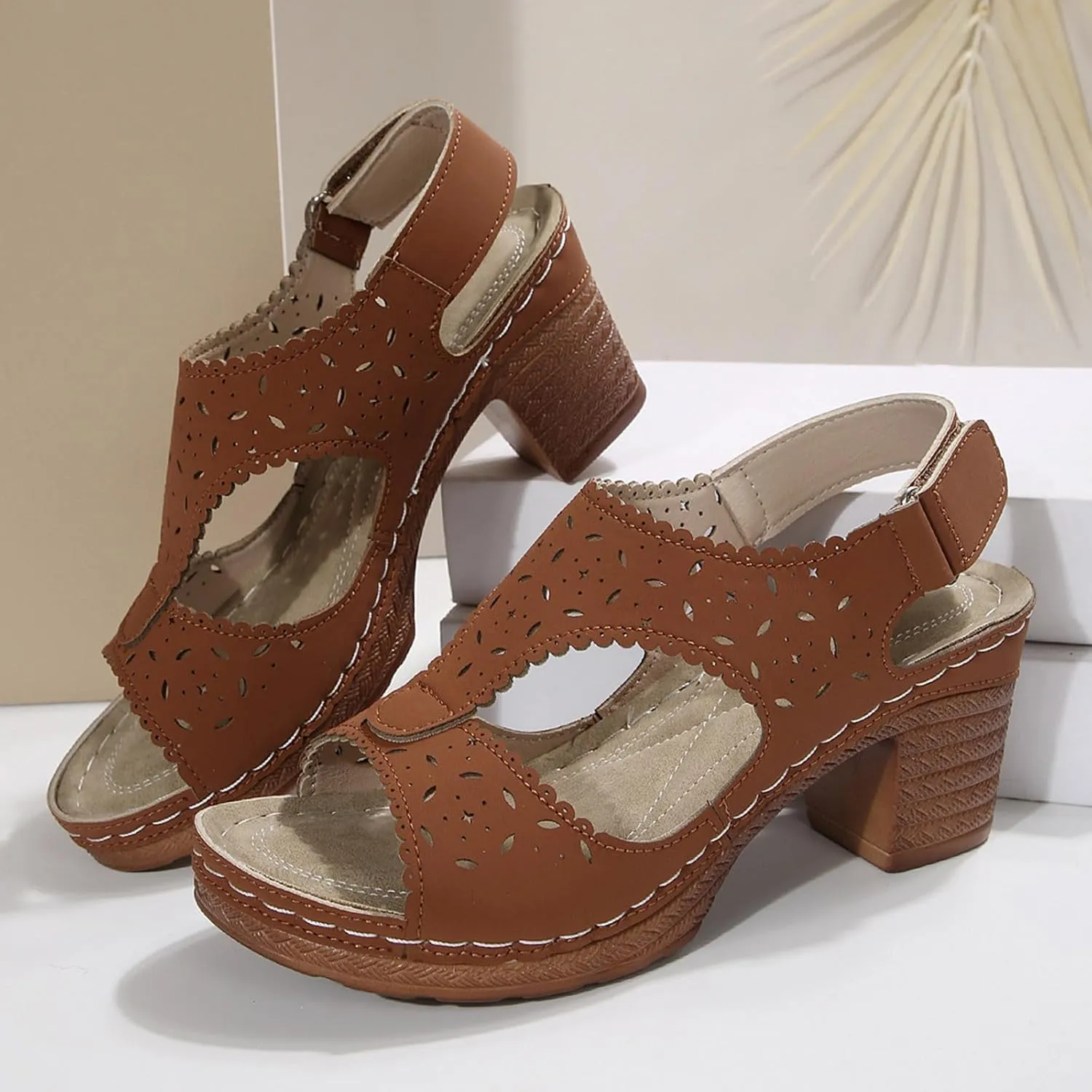 Women's Heeled Sandals Low Block Heels Chunky for Women Comfortable Ankle Strap Open Toe Party Wedding Dress Shoes for Women Dressy