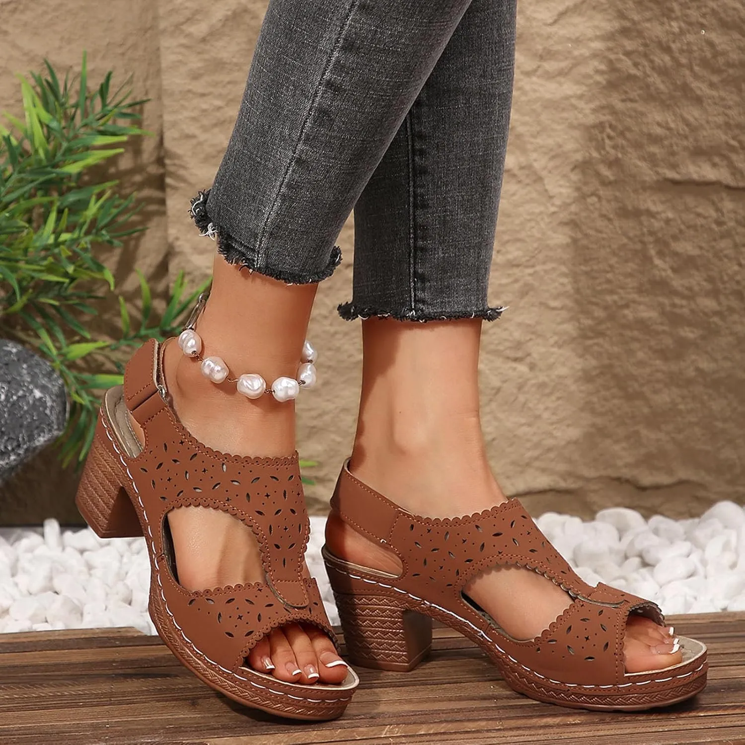 Women's Heeled Sandals Low Block Heels Chunky for Women Comfortable Ankle Strap Open Toe Party Wedding Dress Shoes for Women Dressy