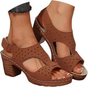 Women's Heeled Sandals Low Block Heels Chunky for Women Comfortable Ankle Strap Open Toe Party Wedding Dress Shoes for Women Dressy