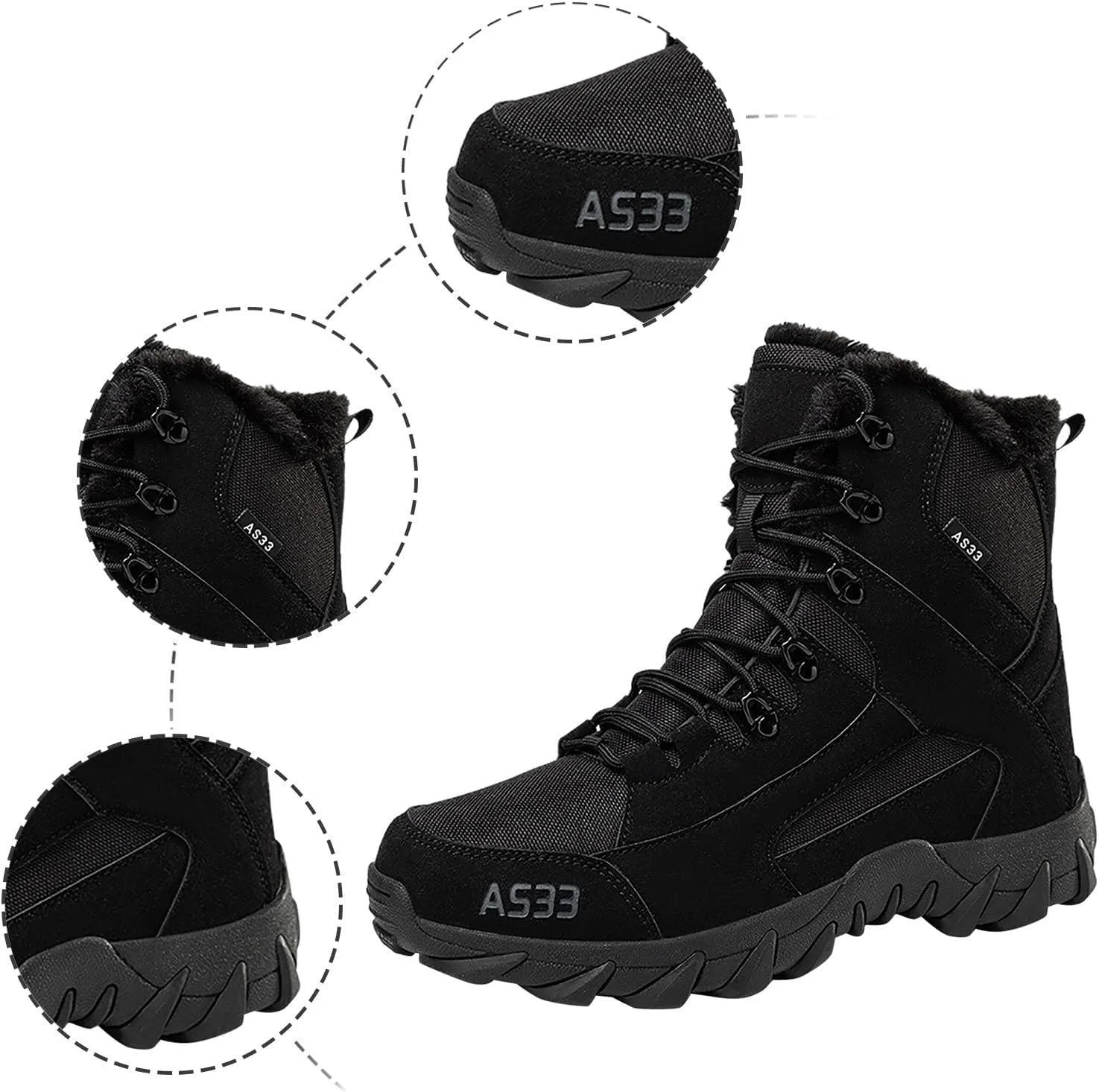 Women's Hiking Boots Waterproof Trekking Camping Trail Boots for Outdoor Men Women Warm Snow Boots Soft Warm Sole Fur Lined
