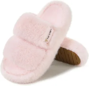 Women's House Slippers Fuzzy Platform Slides Faux Fur Fluffy Sandals Winter Memory Foam Cloud Footwear Latex Insoles