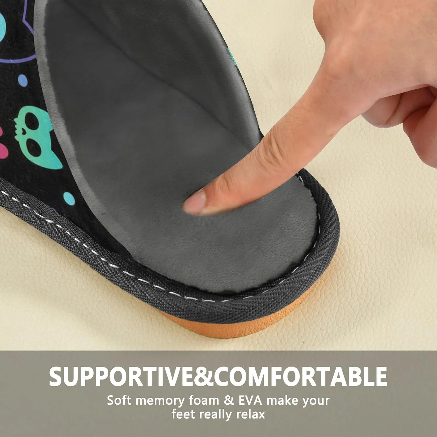 Women's Mens Cute Pattern Chic Cosy Slip-On Slippers,Casual Linning Breathable Memory Foam Scuff Winter House Bedroom Shoes Gift for Unisex Indoor/Outdoor Size 4-11