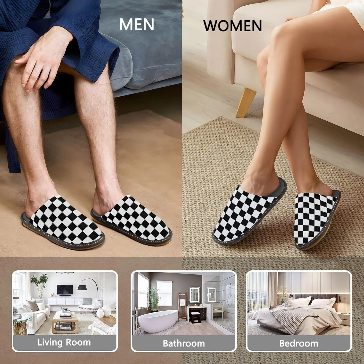 Women's Mens Cute Pattern Chic Cosy Slip-On Slippers,Casual Linning Breathable Memory Foam Scuff Winter House Bedroom Shoes Gift for Unisex Indoor/Outdoor Size 4-11