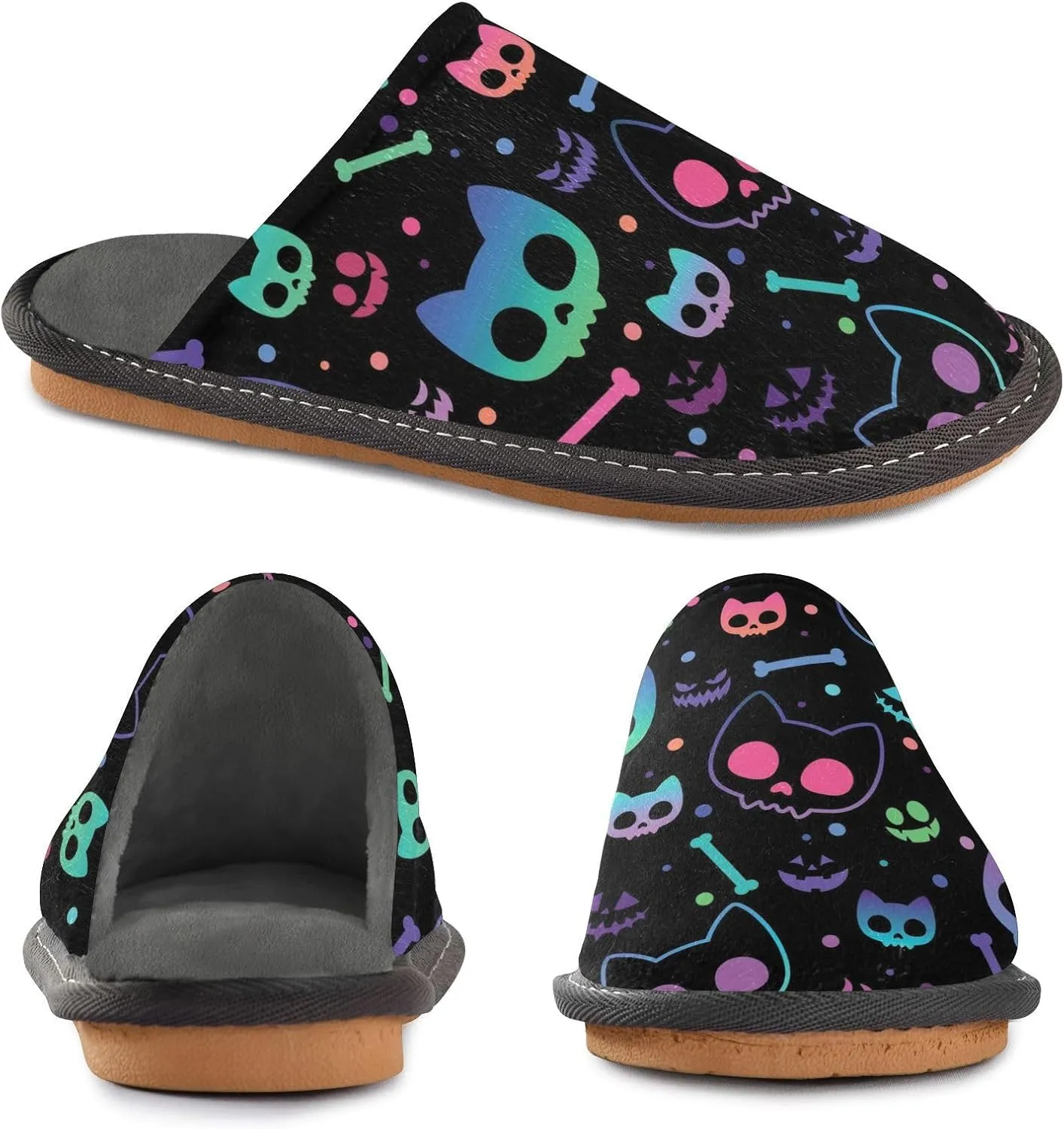 Women's Mens Cute Pattern Chic Cosy Slip-On Slippers,Casual Linning Breathable Memory Foam Scuff Winter House Bedroom Shoes Gift for Unisex Indoor/Outdoor Size 4-11