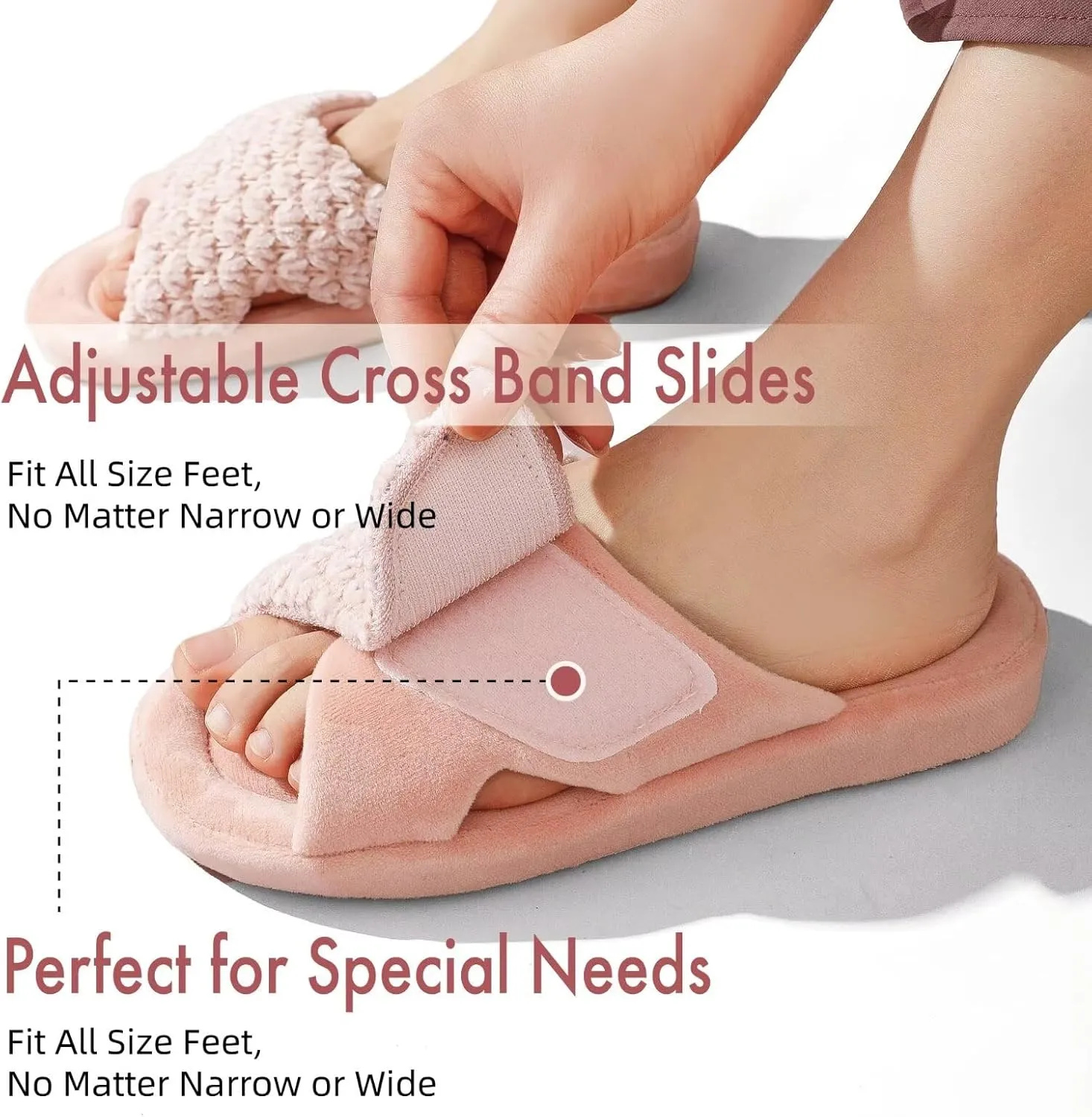 Women's Orthotic Slippers with Arch Support Adjustable Orthopedic Slipper Memory Foam Ladies House Shoes Indoor Slip On for Plantar Fasciitis