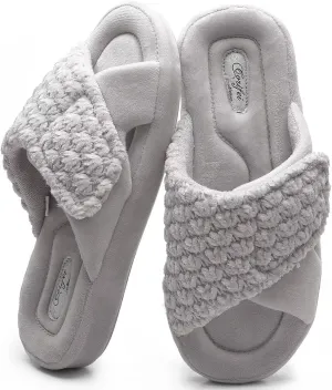Women's Orthotic Slippers with Arch Support Adjustable Orthopedic Slipper Memory Foam Ladies House Shoes Indoor Slip On for Plantar Fasciitis