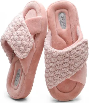 Women's Orthotic Slippers with Arch Support Adjustable Orthopedic Slipper Memory Foam Ladies House Shoes Indoor Slip On for Plantar Fasciitis