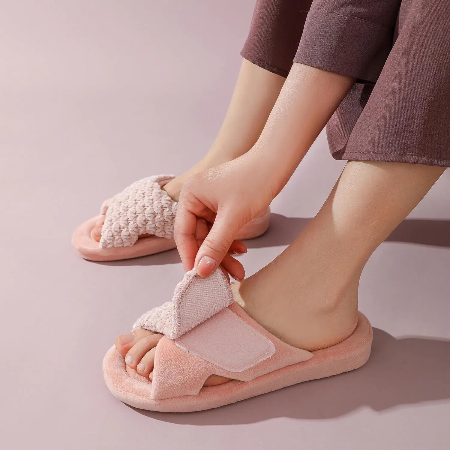 Women's Orthotic Slippers with Arch Support Adjustable Orthopedic Slipper Memory Foam Ladies House Shoes Indoor Slip On for Plantar Fasciitis