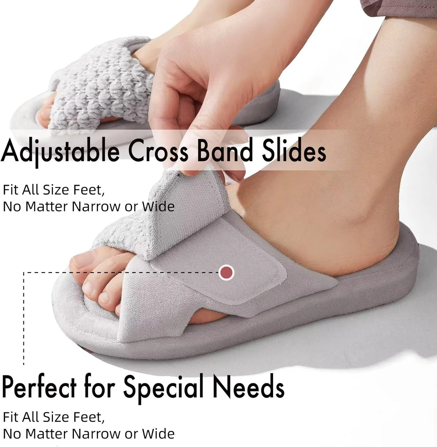 Women's Orthotic Slippers with Arch Support Adjustable Orthopedic Slipper Memory Foam Ladies House Shoes Indoor Slip On for Plantar Fasciitis