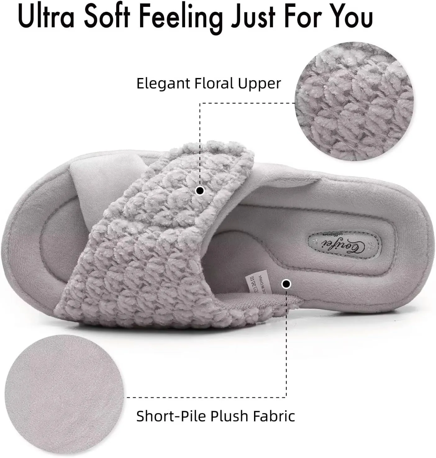 Women's Orthotic Slippers with Arch Support Adjustable Orthopedic Slipper Memory Foam Ladies House Shoes Indoor Slip On for Plantar Fasciitis