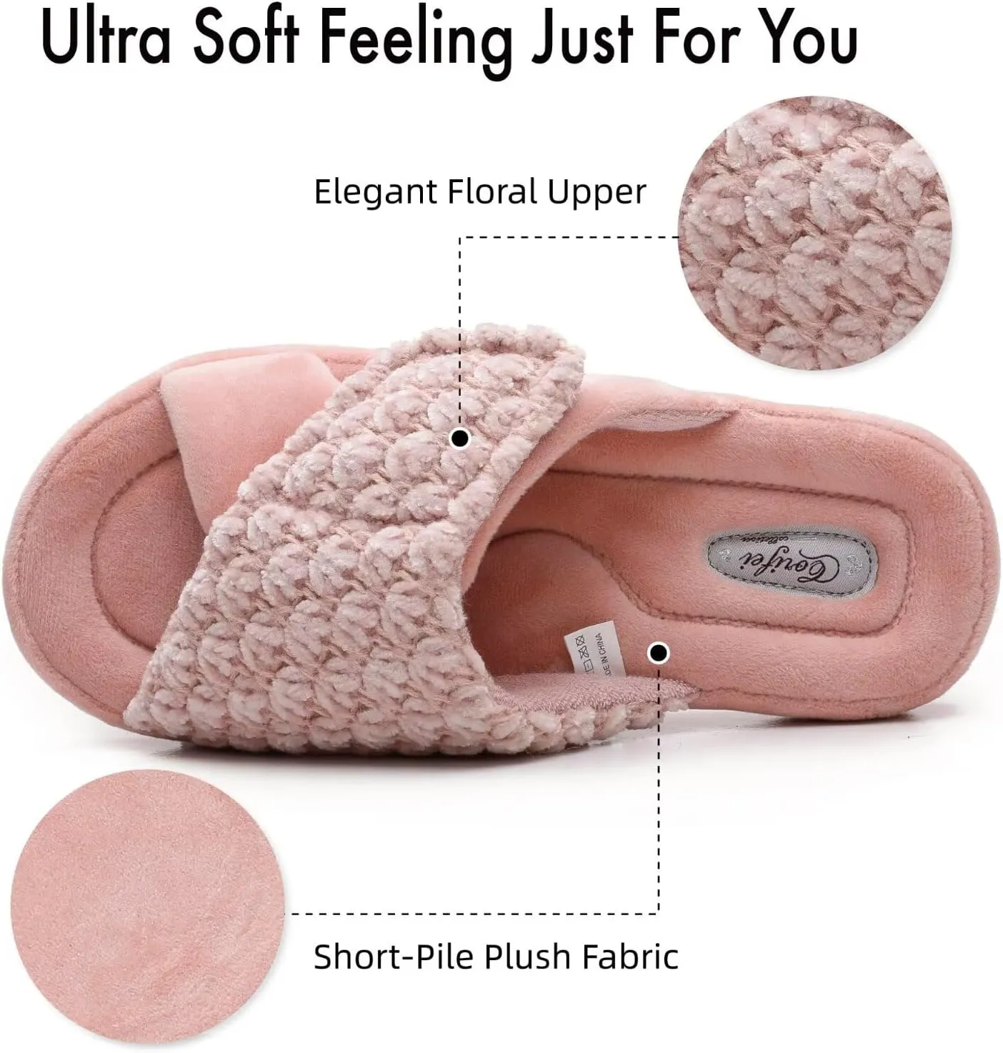 Women's Orthotic Slippers with Arch Support Adjustable Orthopedic Slipper Memory Foam Ladies House Shoes Indoor Slip On for Plantar Fasciitis