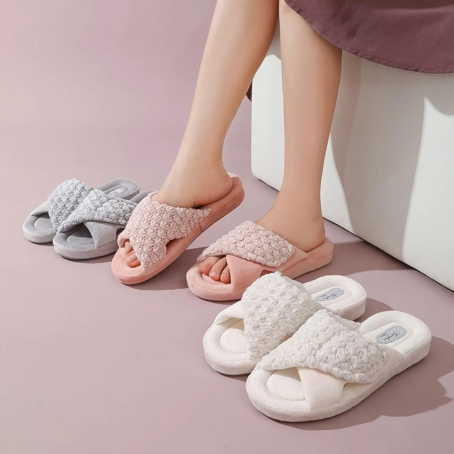 Women's Orthotic Slippers with Arch Support Adjustable Orthopedic Slipper Memory Foam Ladies House Shoes Indoor Slip On for Plantar Fasciitis