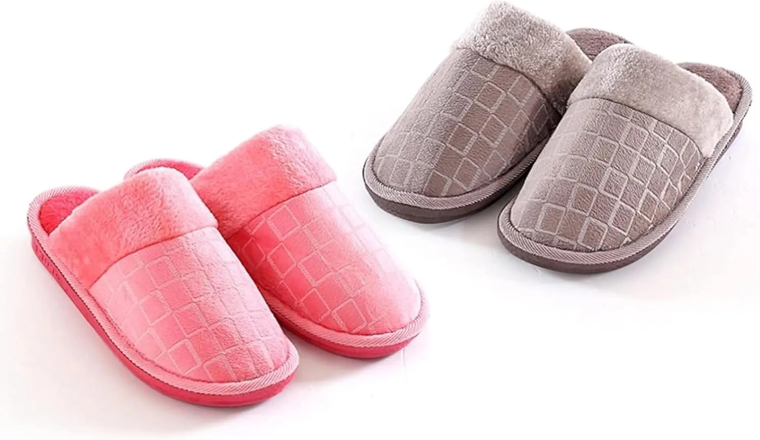 Women's Plaid Home Shoes Indoor Slippers Memory Foam Wool Lining Bedroom Slippers