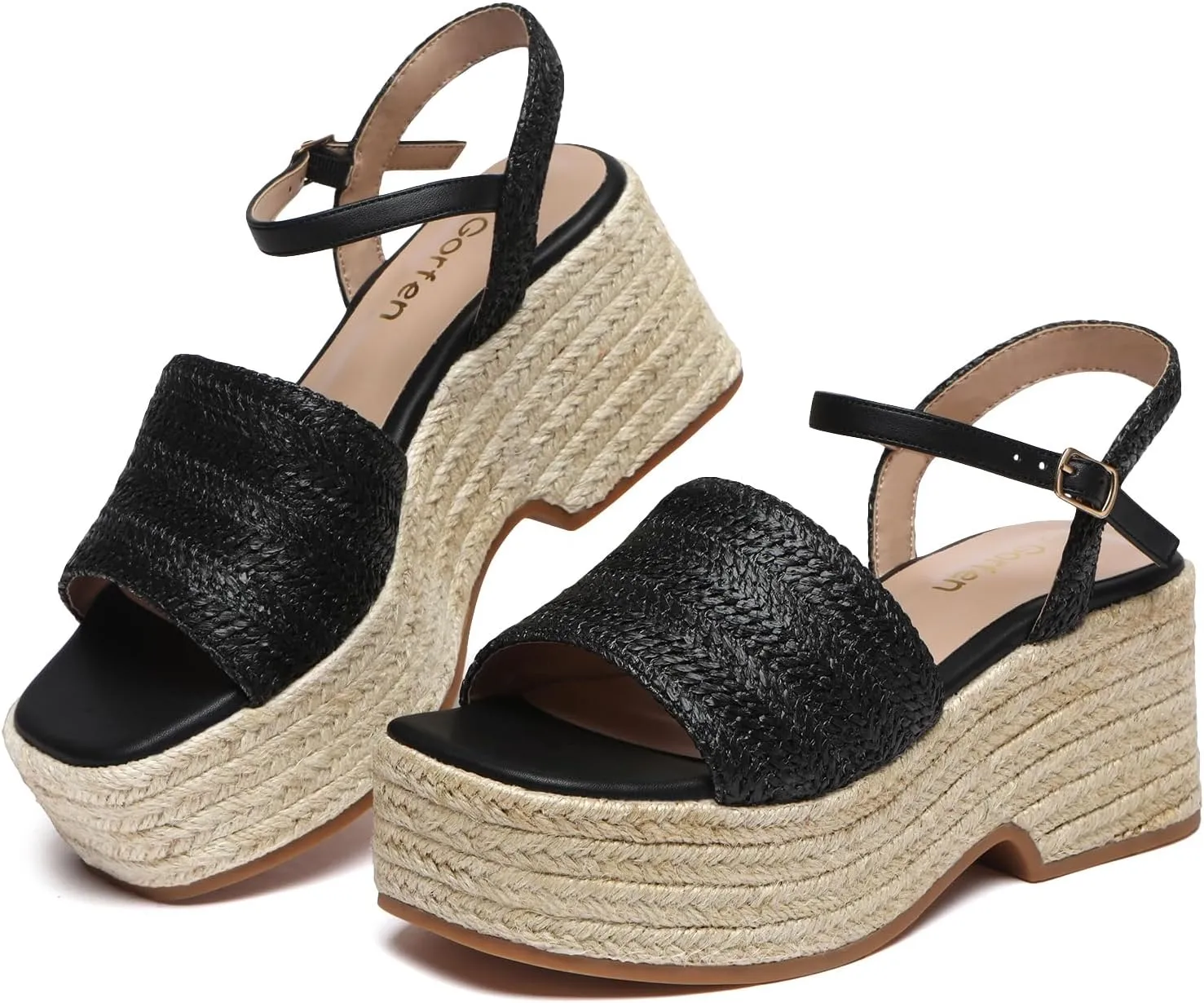 Women's Platform Espadrille Wedge Sandals Arch Support Ankle Strap Open Toe Casual Sandal