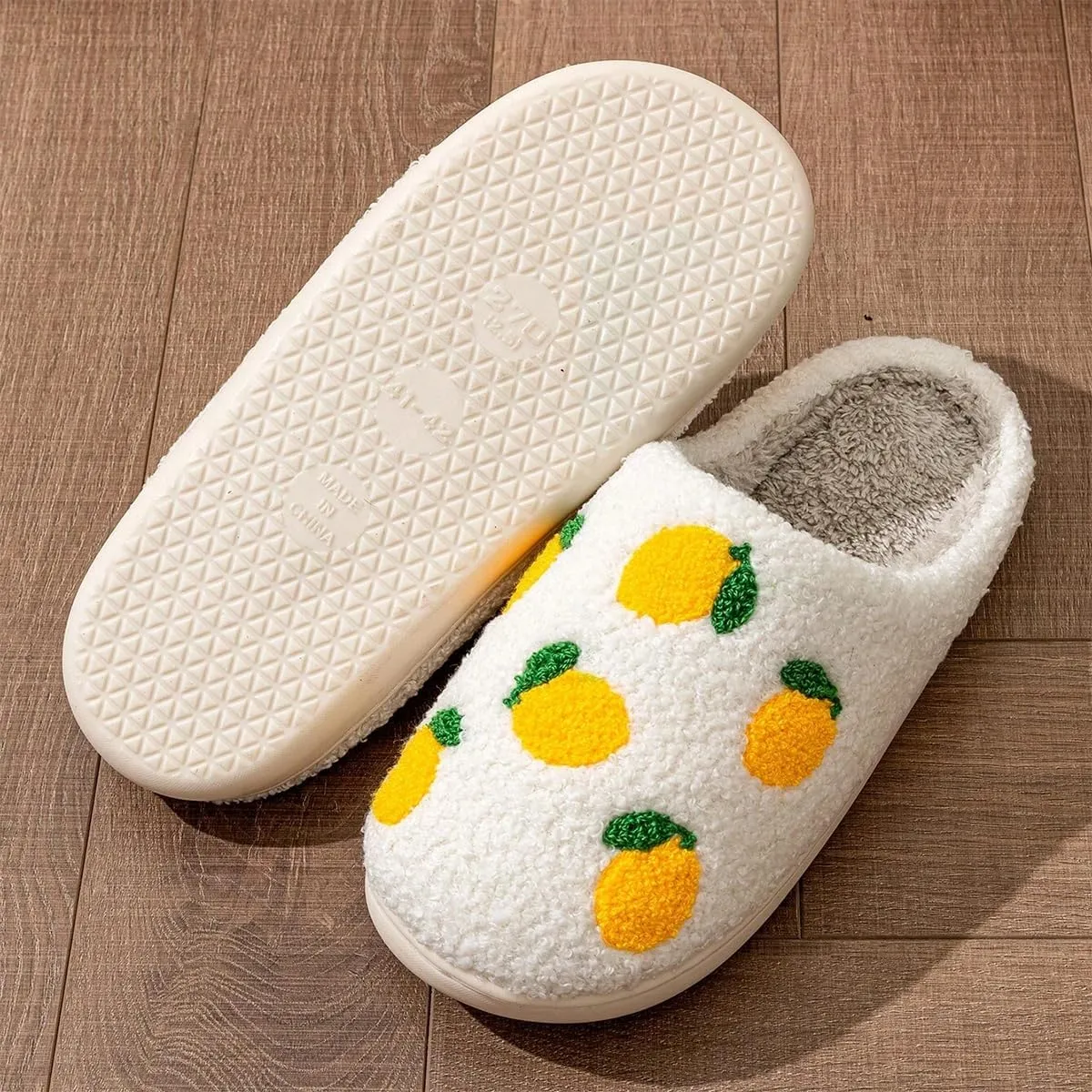 Women's Plush Warm Rose Flowers Slippers Cute Slip-on Cozy Fuzzy House Cotton Slippers