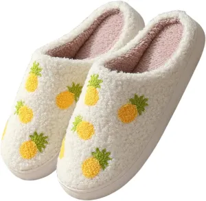 Women's Plush Warm Rose Flowers Slippers Cute Slip-on Cozy Fuzzy House Cotton Slippers