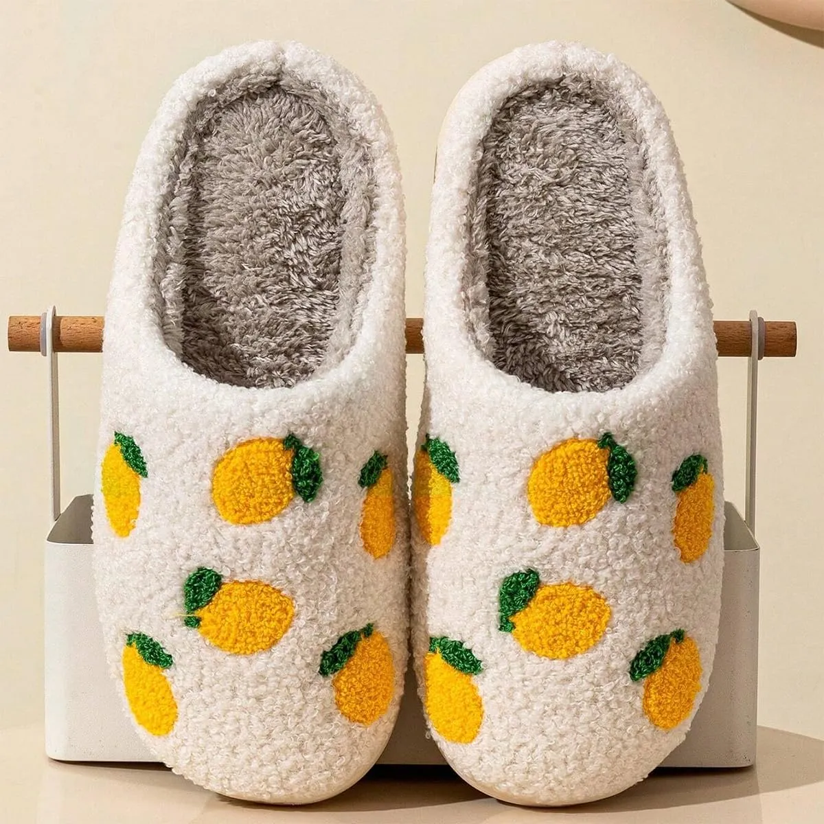 Women's Plush Warm Rose Flowers Slippers Cute Slip-on Cozy Fuzzy House Cotton Slippers