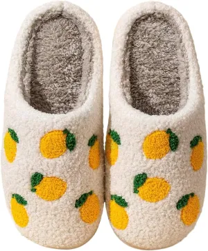 Women's Plush Warm Rose Flowers Slippers Cute Slip-on Cozy Fuzzy House Cotton Slippers