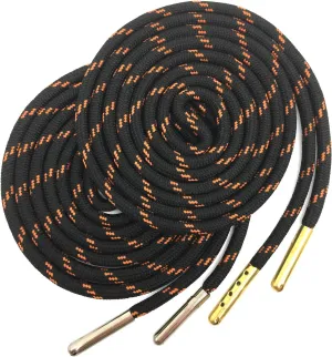 YJRVFINE 1/5" Thick Hiking Shoelaces with Metal Tips Round Boot Laces 2 Pair