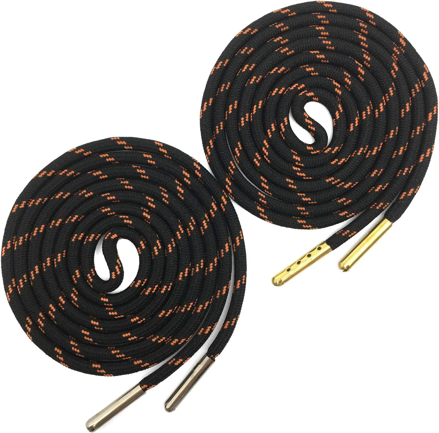 YJRVFINE 1/5" Thick Hiking Shoelaces with Metal Tips Round Boot Laces 2 Pair