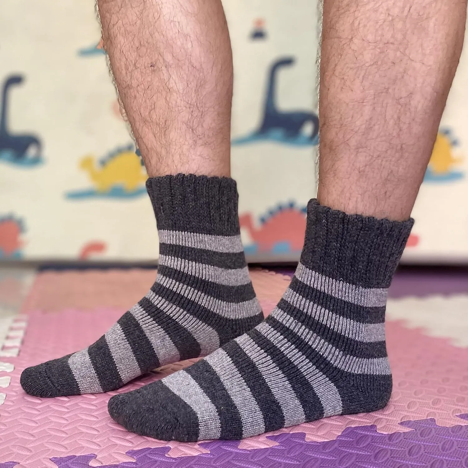 YWSLRC Mens Super Thick Wool Socks Thermal Hiking Winter Warm Soft Comfort Boot Casual Crew Socks,7-12