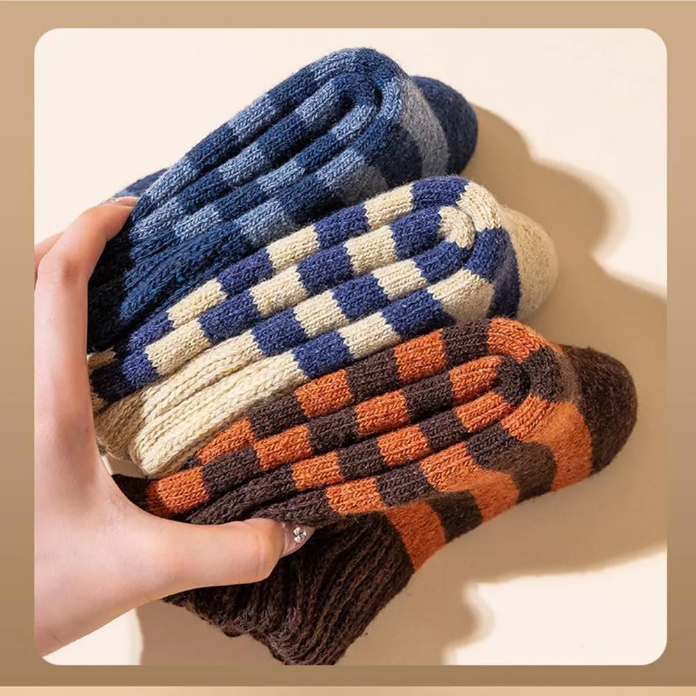 YWSLRC Mens Super Thick Wool Socks Thermal Hiking Winter Warm Soft Comfort Boot Casual Crew Socks,7-12