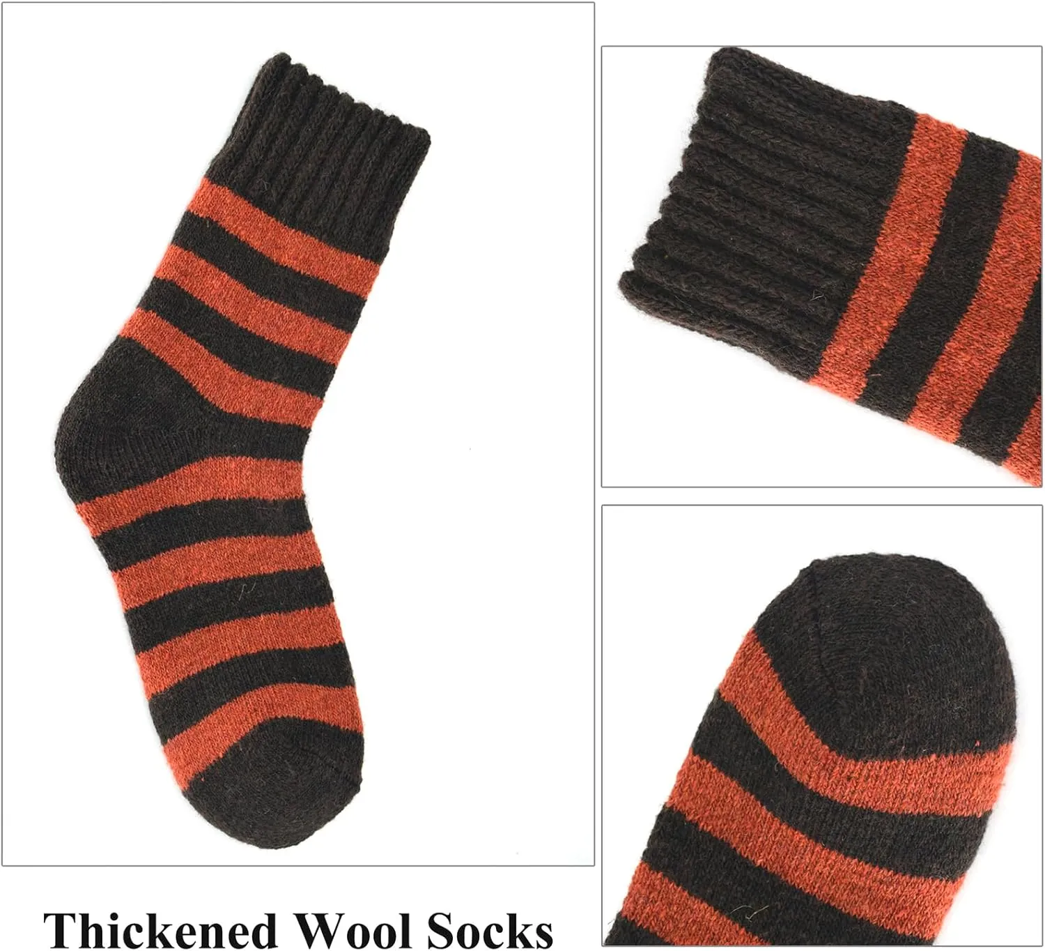 YWSLRC Mens Super Thick Wool Socks Thermal Hiking Winter Warm Soft Comfort Boot Casual Crew Socks,7-12