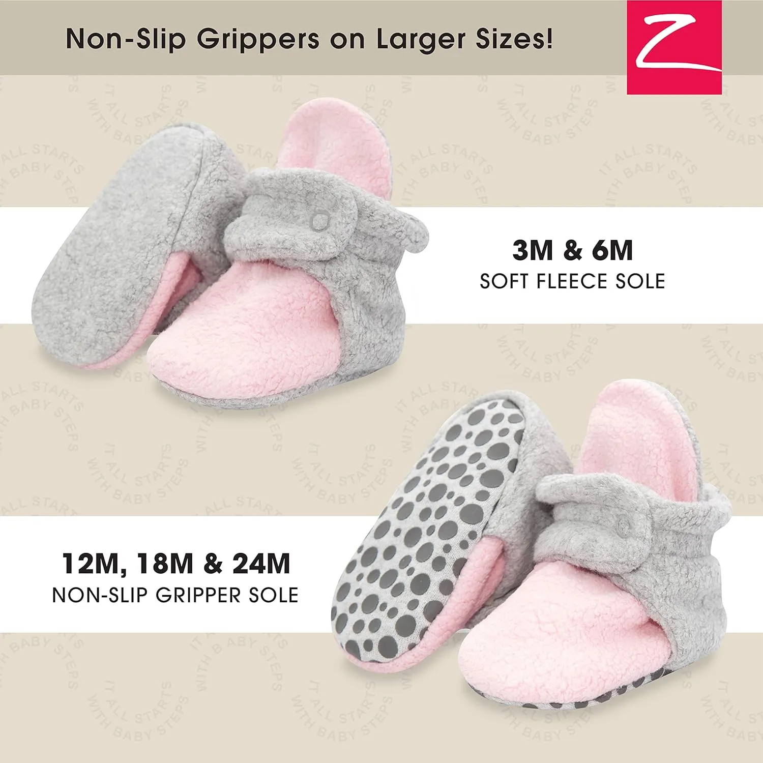 Zutano Unisex Fleece Baby Booties, Two Snap Closure, Newborn to 24 Months