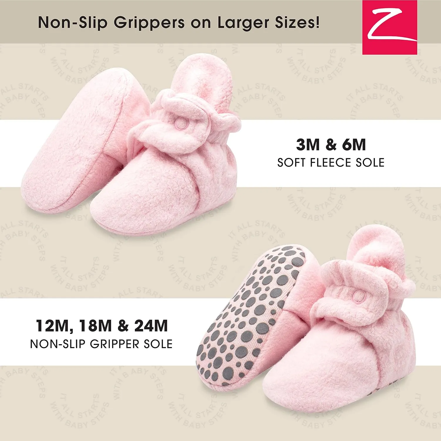 Zutano Unisex Fleece Baby Booties, Two Snap Closure, Newborn to 24 Months