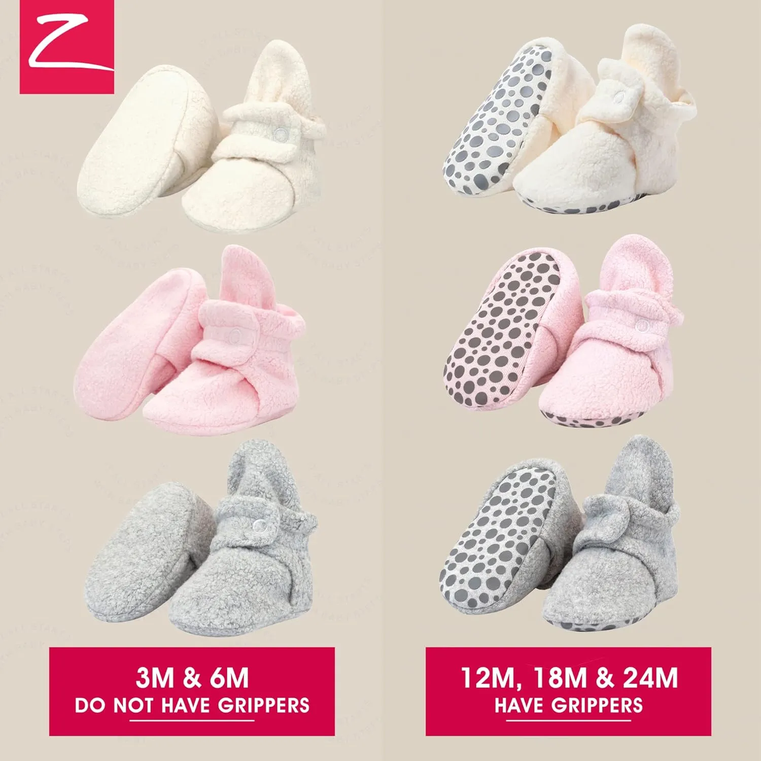 Zutano Unisex Fleece Baby Booties with Organic Cotton Lining, Newborn Essentials