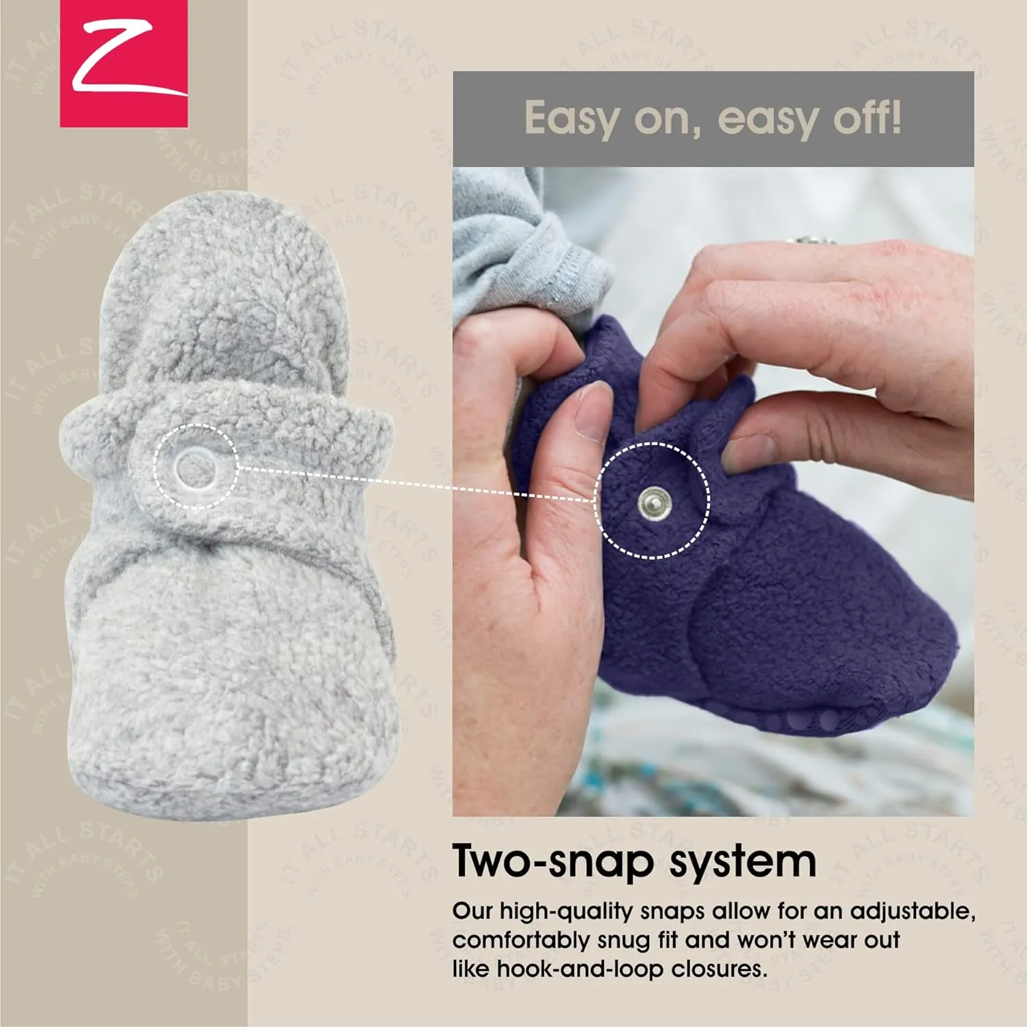 Zutano Unisex Fleece Baby Booties with Organic Cotton Lining, Newborn Essentials